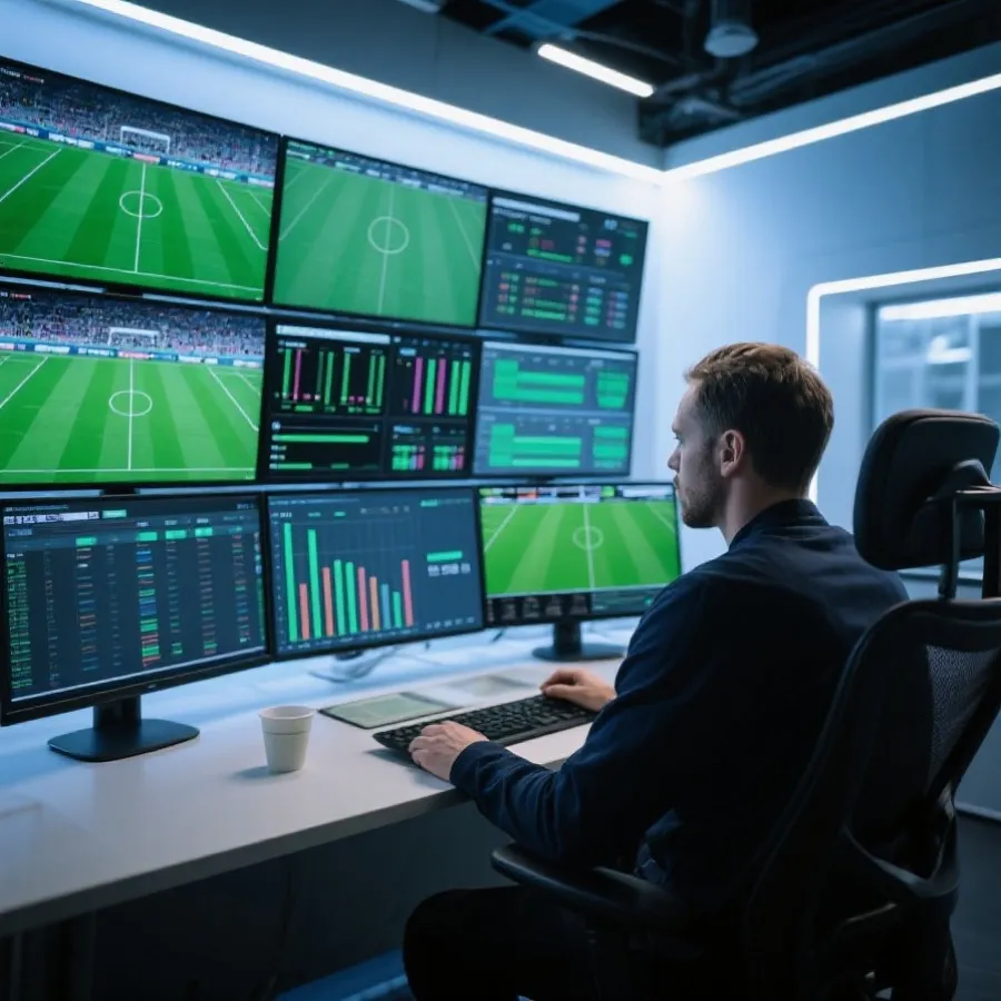 分析师查看世界杯比赛数据